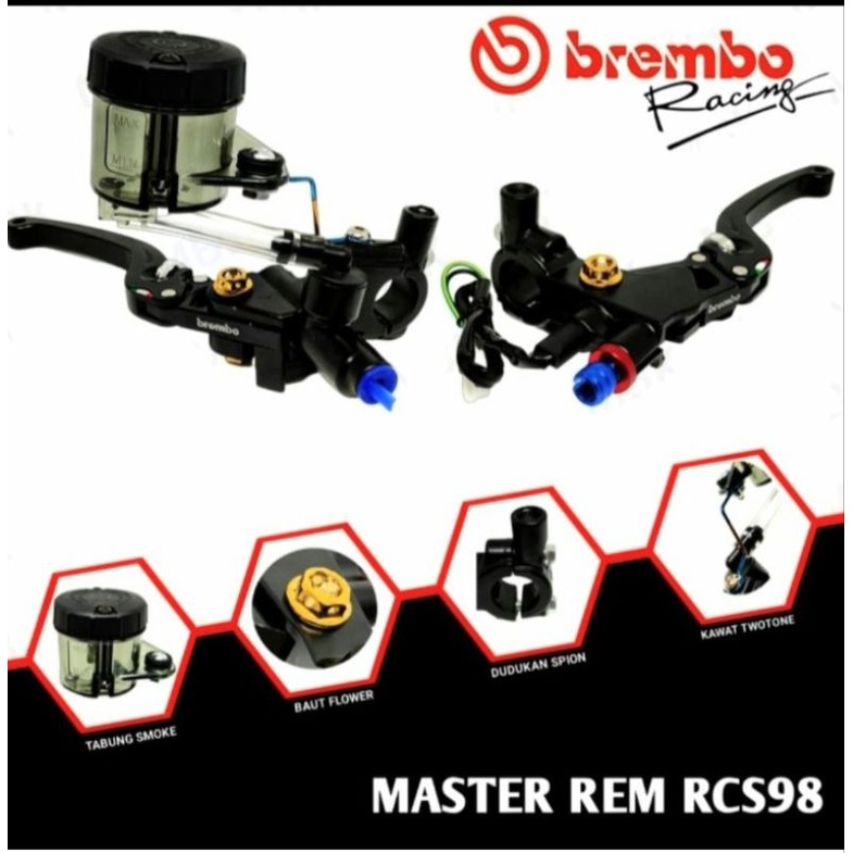 MASTER REM RACING  RADIAL RCS 98 ASSY SET KIRI KANAN RCS 98 TABUNG BIG SMOKE VIXION CB 150 R CBR 250 NINJA R/RR SATRIA FU XEON MIO BEAT AEROX DLL