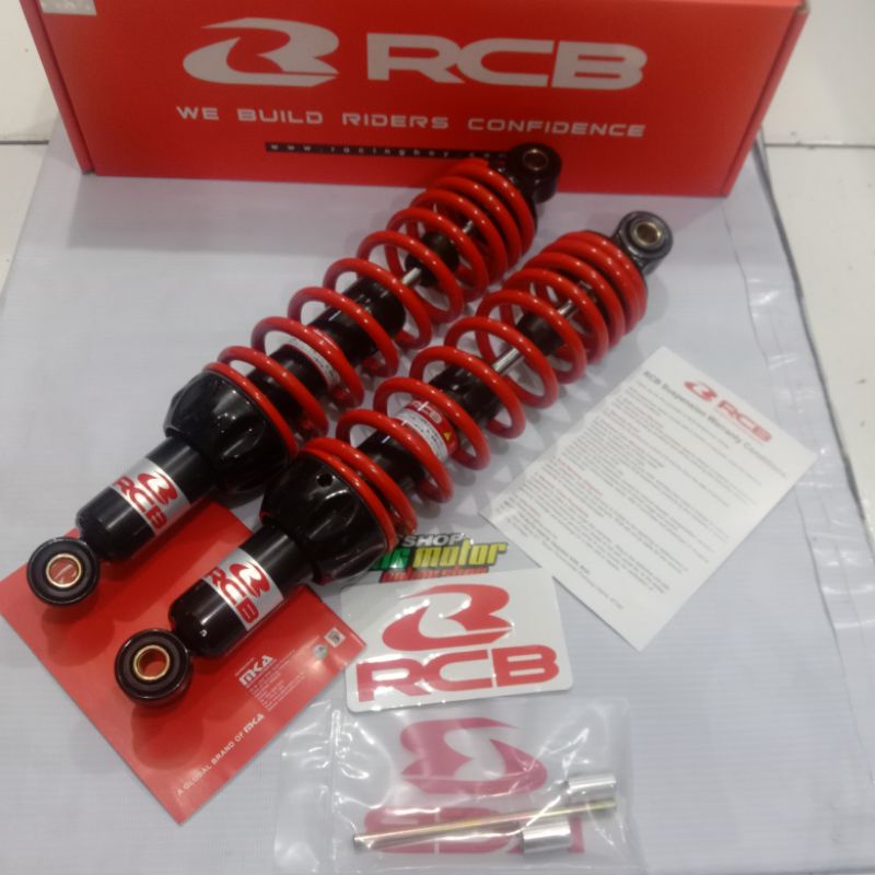SHOCK BELAKANG MEREK RCB TYPE A2 SERIES NON TABUNG UKURAN TINGGI 335MM WARNA PER MERAH UNIVERSAL UNT