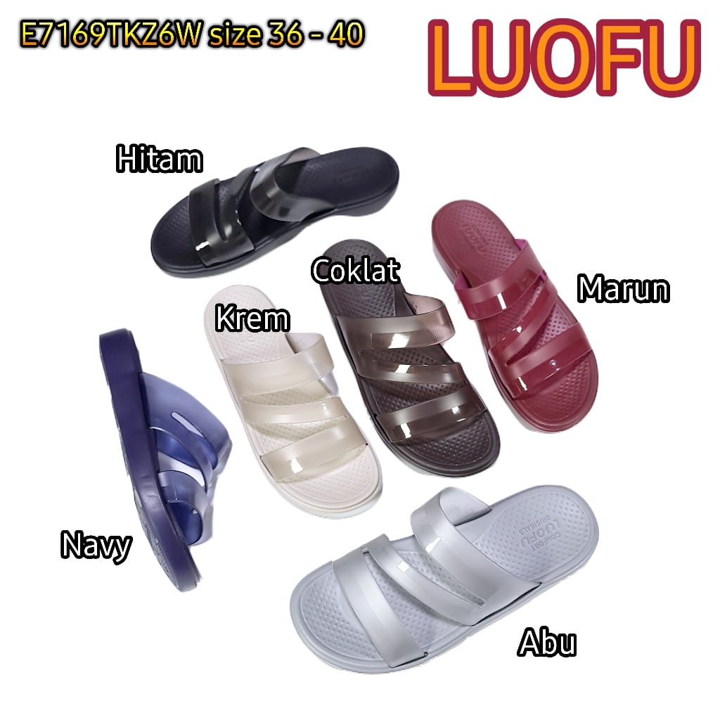 LUOFU ORIGINAL jelly sandal karet empuk murah selop cewek wanita sendal import E7169TKZ6W