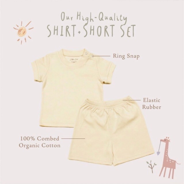 Cotton Cub Shirt + Short Set - Setelan Baju Tidur Anak Kecil Bayi Celana Pendek Lengan Pendek