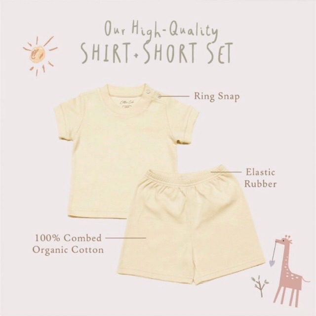 Cotton Cub Shirt + Short Set - Setelan Baju Tidur Anak Kecil Bayi Celana Pendek Lengan Pendek