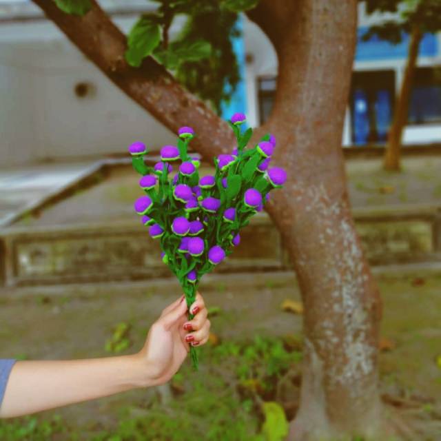 Bunga flanel satuan / bunga udel/ bunga ungu