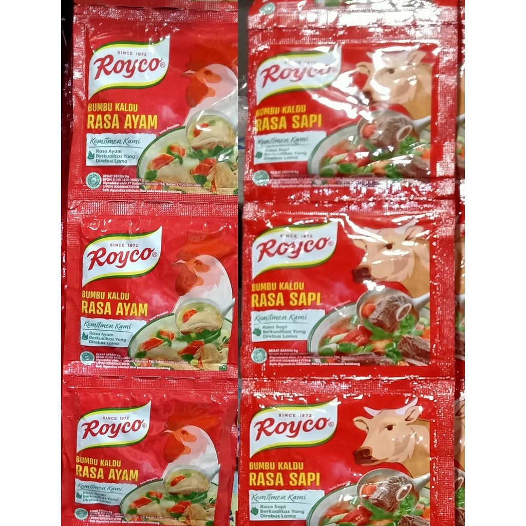 

Royco ayam sapi kaldu 1 renteng isi 12 bungkus @ 8gram