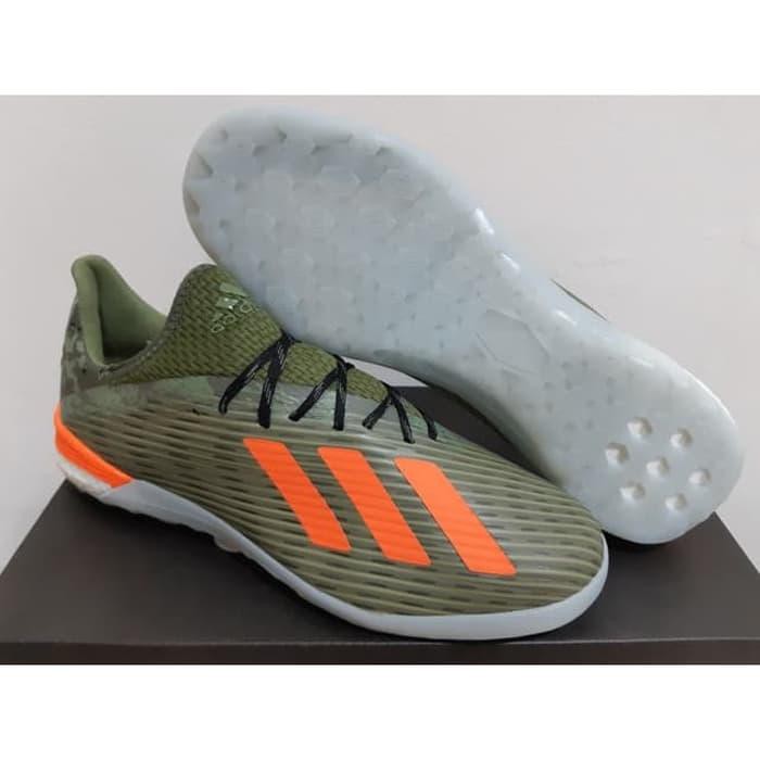 Sepatu Futsal Adidas X 19.1 IN Encryption Legacy Green Solar Orange
