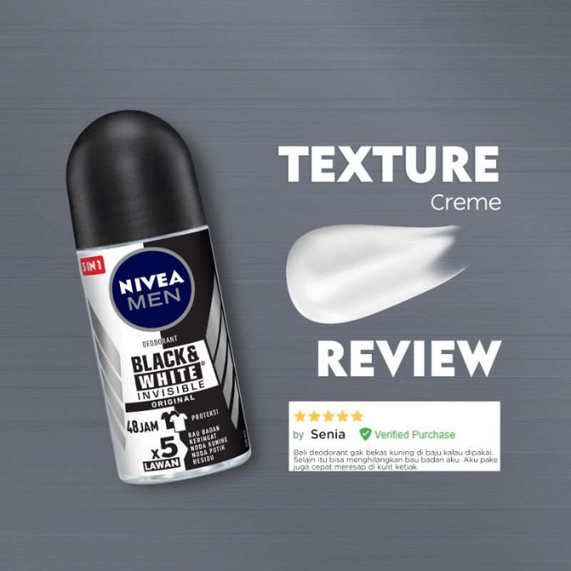 NIVEA MEN Deodorant Invisible Black&amp;White Original Roll On 25ml