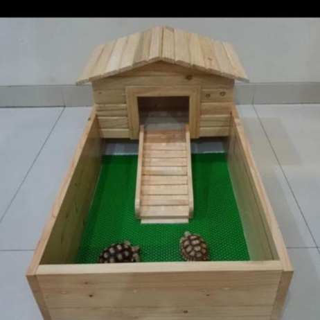 Promo Rumah Kandang Torto Kura Kura Sulcata Kayu Jati Belanda Murah
