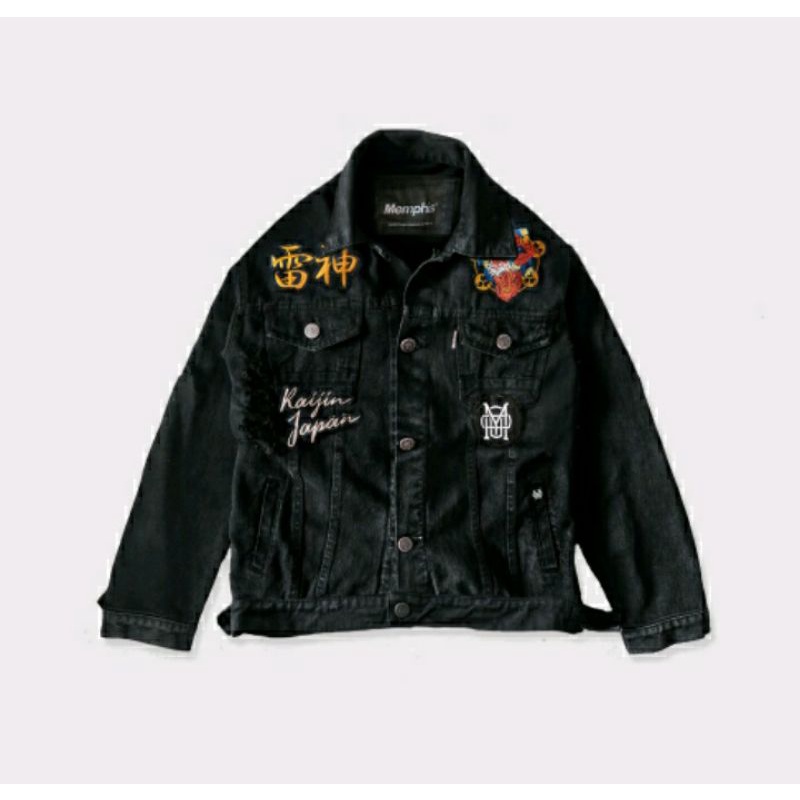 Denim Jacket "RAIJIN JAPAN" Full Embroidery