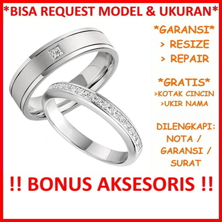 Gratis Ukir Nama Garansi Silver Asli Bisa Pesan Model Cincin Kawin Couple Perak Tunangan Nikah Id517