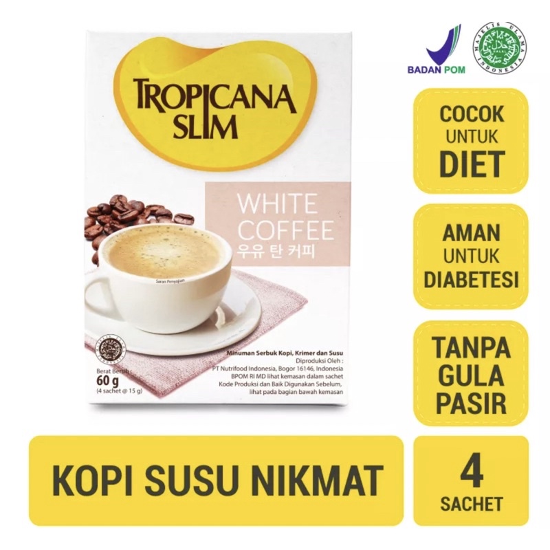 

Tropicana Slim White Coffee isi 4 sachet