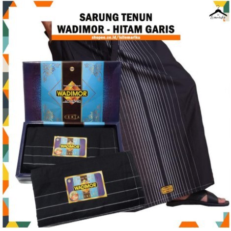 Sarung Wadimor Hitam Polos Tenun  Berkualitas Model Terbaru Sarong Dewasa Lebaran Model Keren