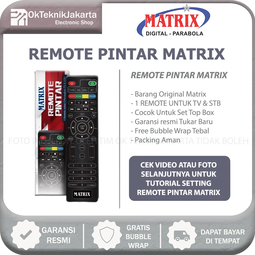 Remot Pintar Matrix /Remote untuk Set Top Box &amp; Receiver Parabola