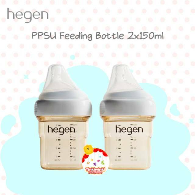 Botol susu Hegen PPSU Feeding Bottles + Slow Flow Teats 2x150ml