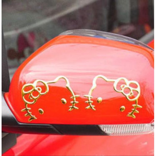 Tempelan Stiker Spion Mobil Motor Hello Kitty HK Kucing 3D Kualitas Import