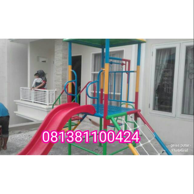 Rumah perosotan playground anak taman bermain perosotan jaring terowongan besi galvanis anti karat