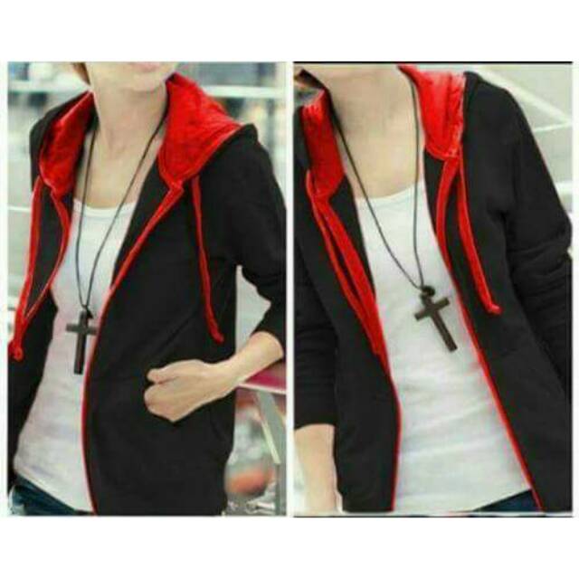 Jaket hitam merah