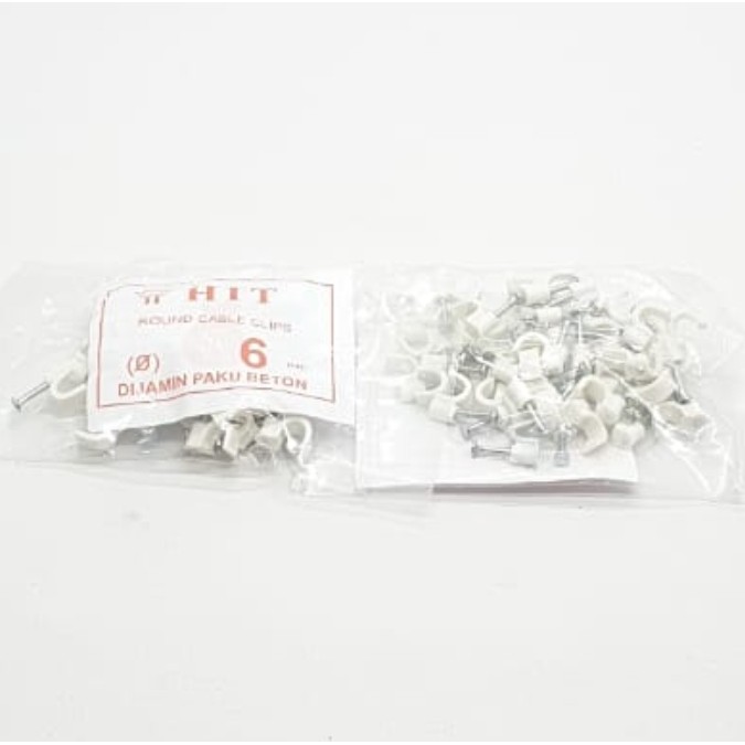 HIT 6mm Klem Kabel 100% JAMIN ASLI Paku Beton  (+/- 40 pcs)