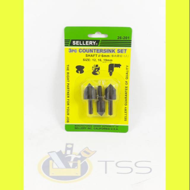 SELLERY Mata Bor Countersink Set 3 Pcs / Mata Bor Countersink Pagoda Kerucut Pagoda Bor Kayu Sekrup