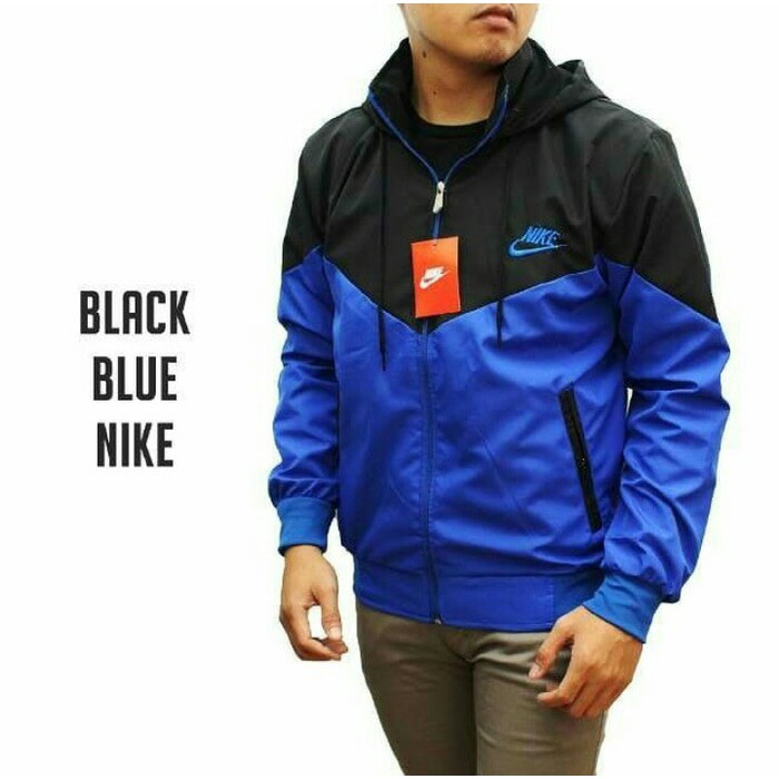 Download Jaket parasut nike hitam biru jaket sport | Shopee Indonesia