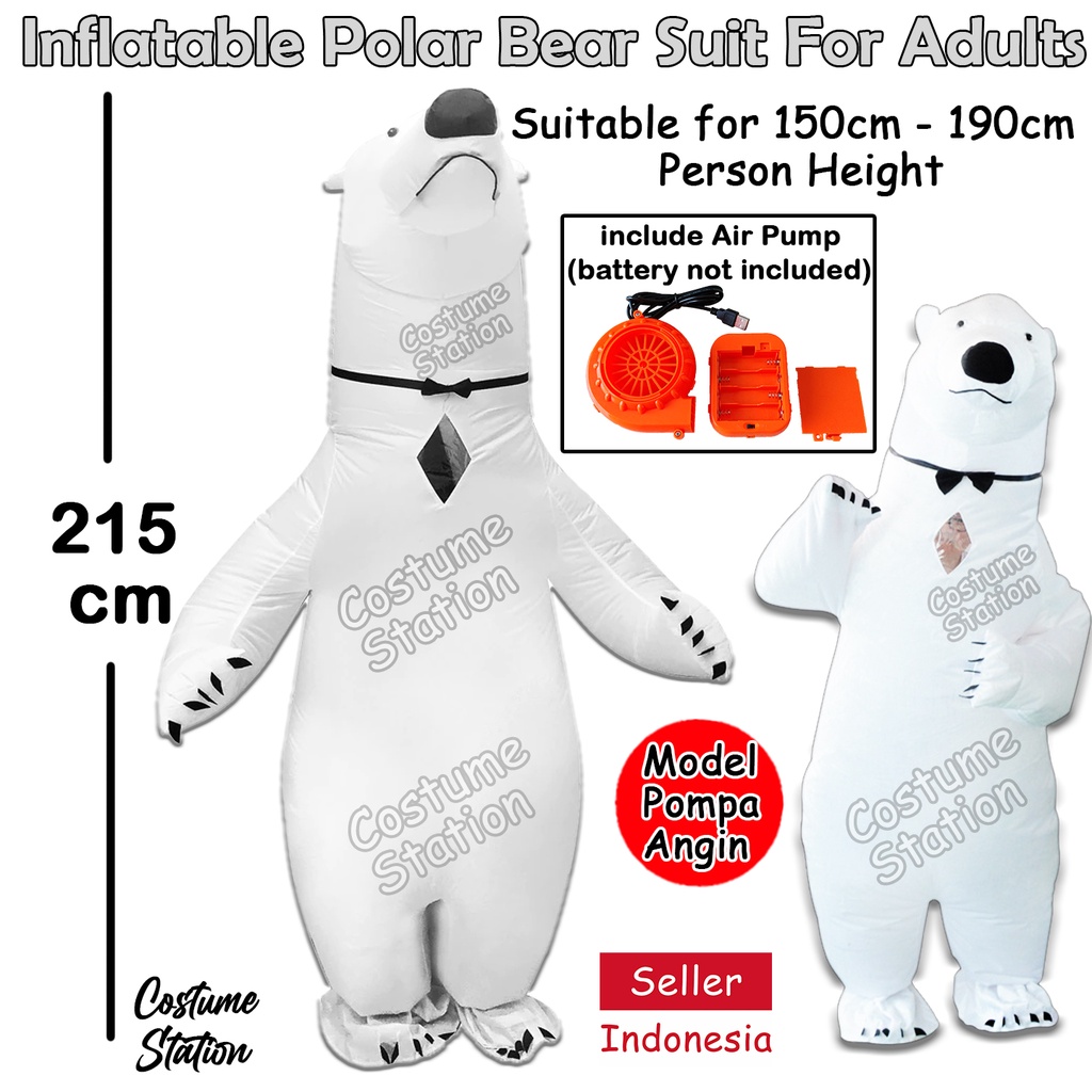 Kostum Polar Bear Beruang Kutub / Costume Animal Hewan Binatang Infatable pompa angin dewasa