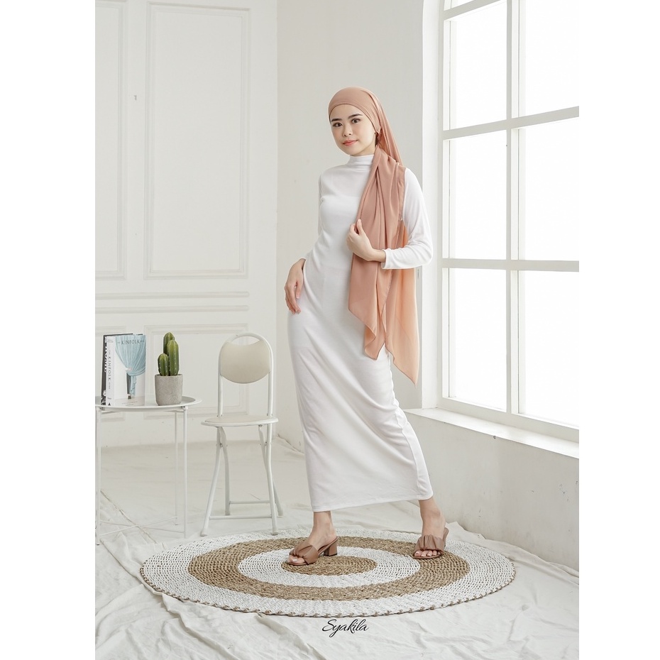 Syakila-Inner Dress Lengan Panjang//Turtelnice// Spandek Stretch Knit// Inner Long Dress// Inner Dress Span