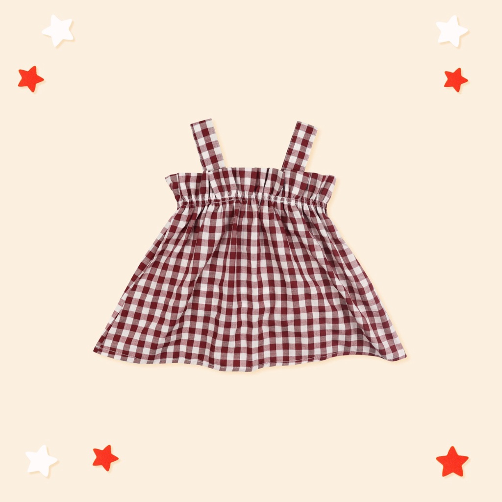 Owlet-Atasan anak perempuan / atasan babydoll tartan / atasan tartan