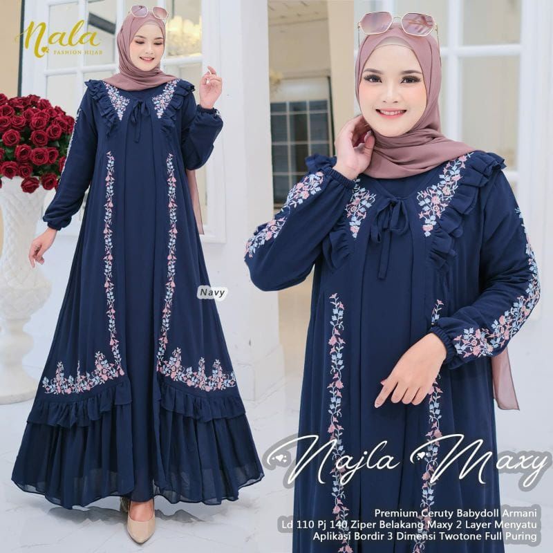 Najla maxy // gamis ceruty bordil // gamis terbaru // BISA COD