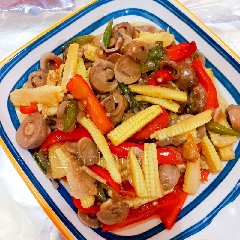 

tumis putren jamur kancing tumis jagung muda