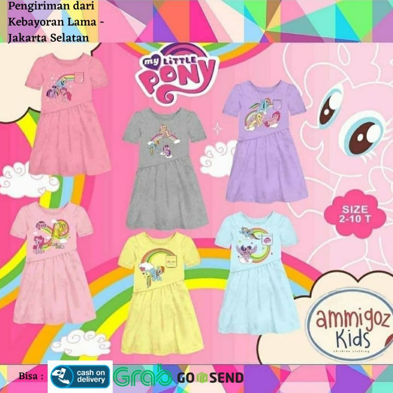 Ammigoz Kids Baju Dress Anak Perempuan 1 - Dress Tunik Amigoz Anak Cewek Little Pony - Dres Murah