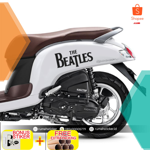 STICKER STIKER CUTTING LOGO LOGO BODY SCOOPY VESPA GENIO - Putih Keren