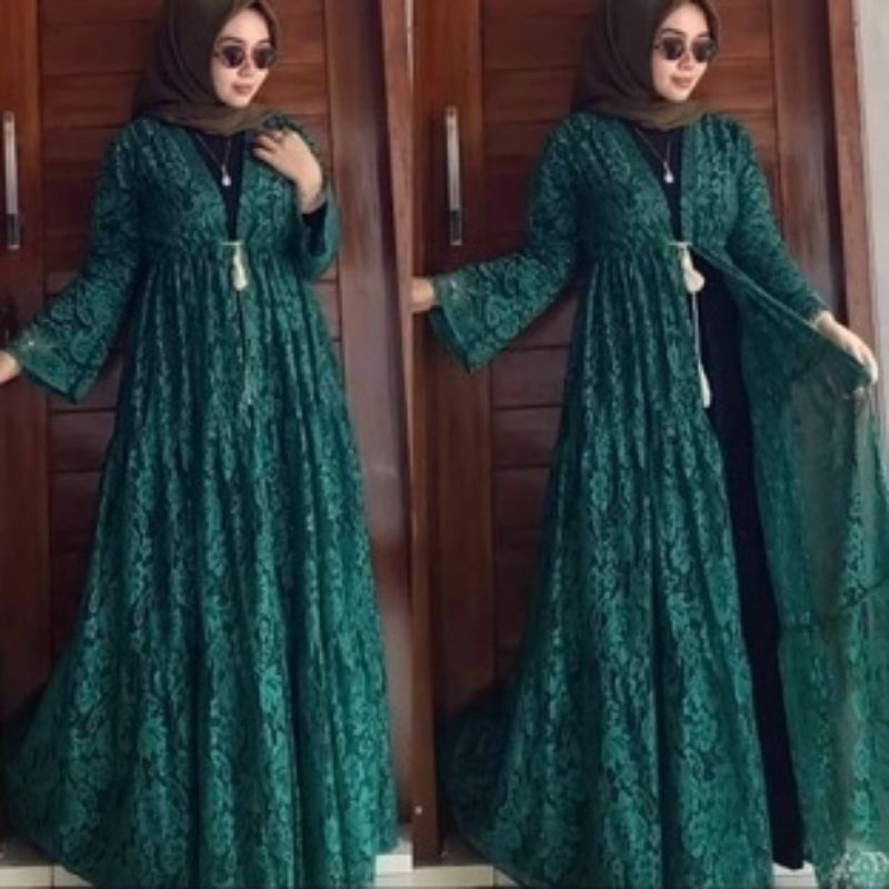 Dress Outer Brukat /Brukat Gliter/Outer Brukat Panjang /Outer Dress Wanita Kekinian