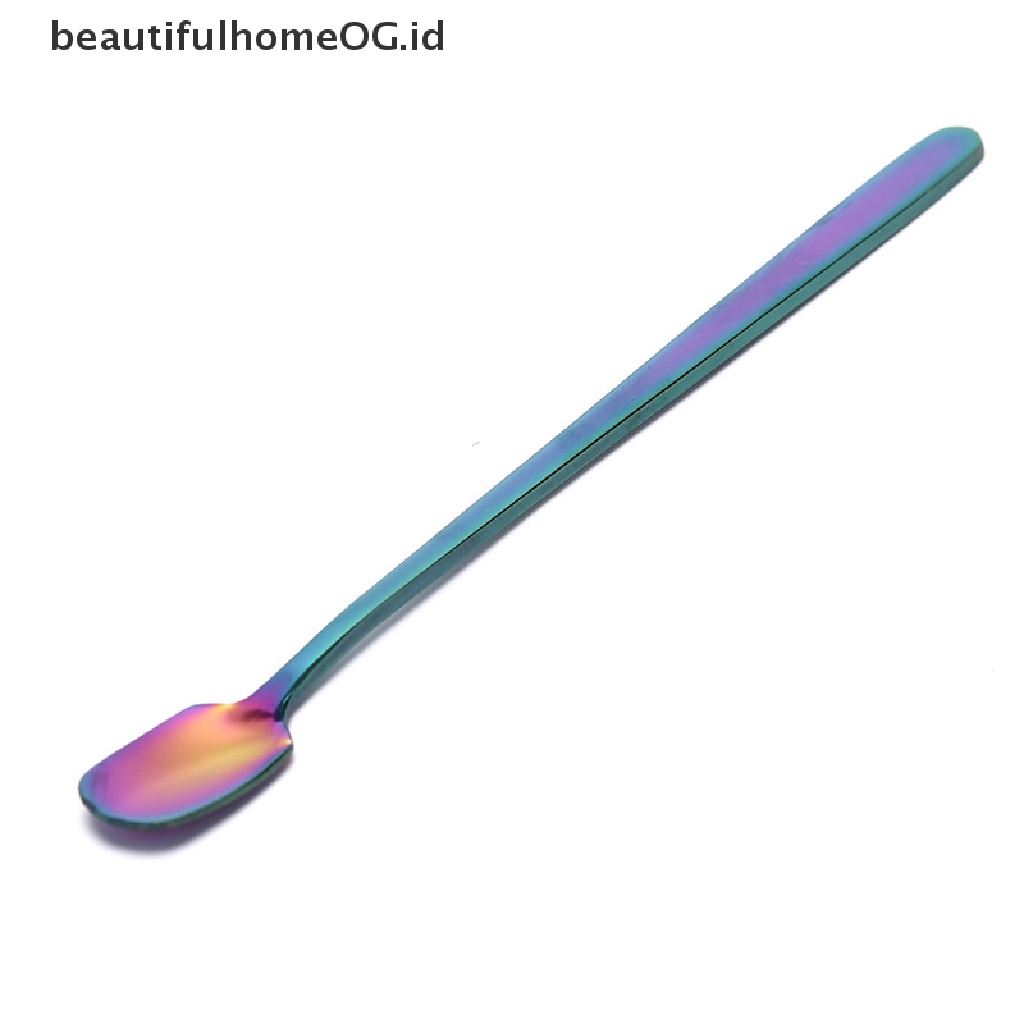1 Pc Sendok Kopi Bahan Stainless Steel Bentuk Persegi Panjang Warna-Warni
