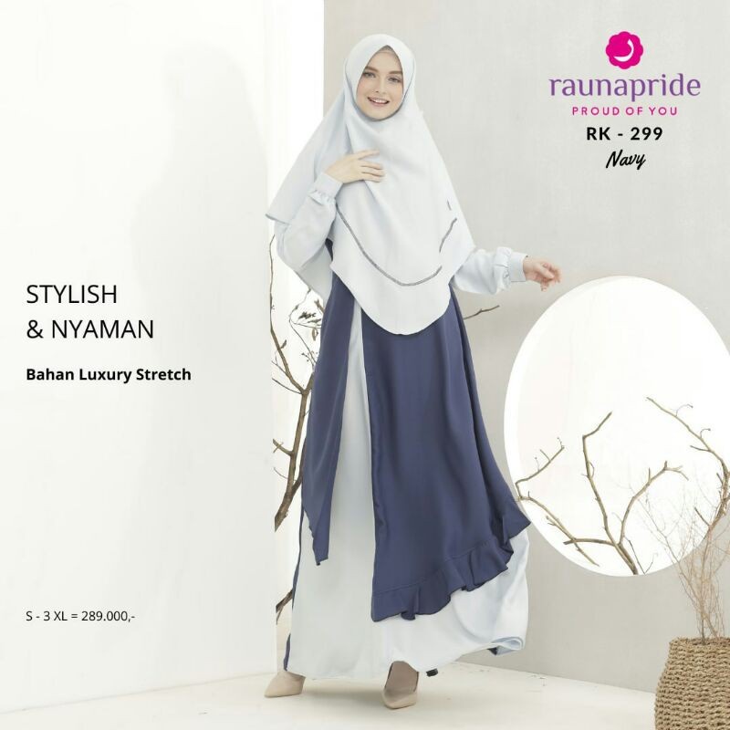 Gamis Rauna Dewasa RK 299 Navy / Gamis Rauna Original / GAMIS RAUNA / BAJU GAMIS RAUNA / GAMIS MODER