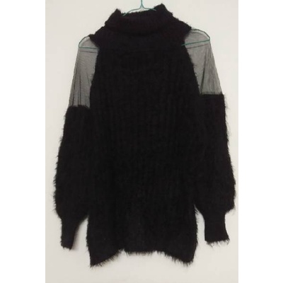 sweater bulu fuzzy balon lengan vaksin