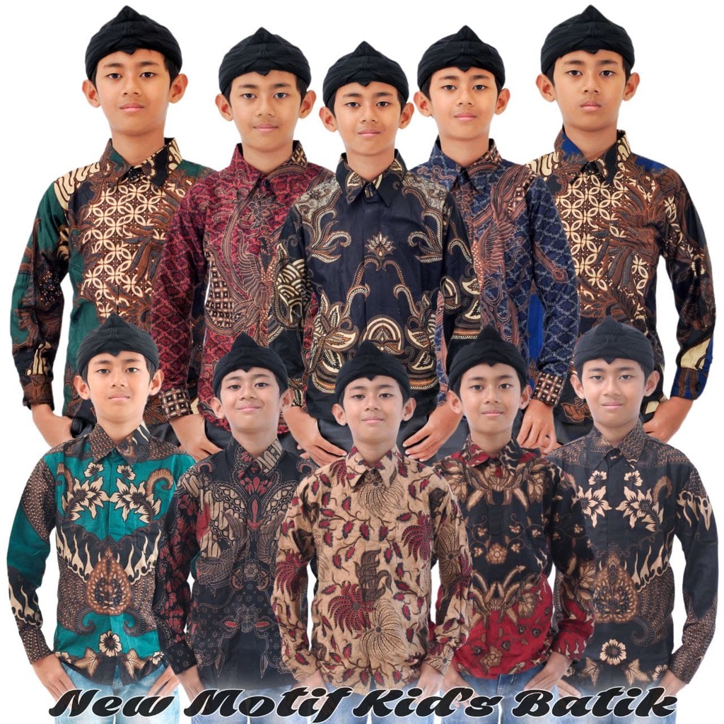 Baju batik anak laki-laki lengan panjang umur 2-13 tahun bisa buat sekolah hari batik