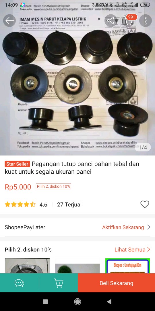 Pegangan Tutup Panci Bahan Tebal Dan Kuat Untuk Segala Ukuran Panci