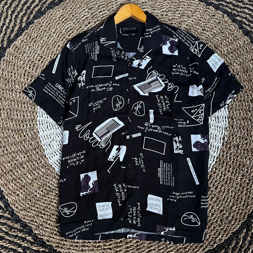 BLACK NOTES - Babedo Kemeja Printing Pria Casual Motif Coconut Tree Premium Garmen Quality Product