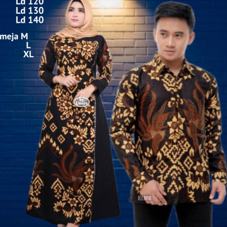 Sudah READY.. Couple Gamis kombinasi batik  size jumbo model terbaru Shalimar kemeja lengan panjang 