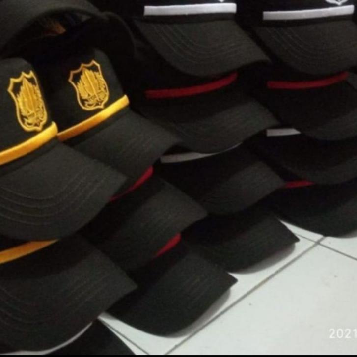 [KODE CVQWB] .TOPI COKLAT SECURITY/SATPAM.model topi pet komando lis kuning.