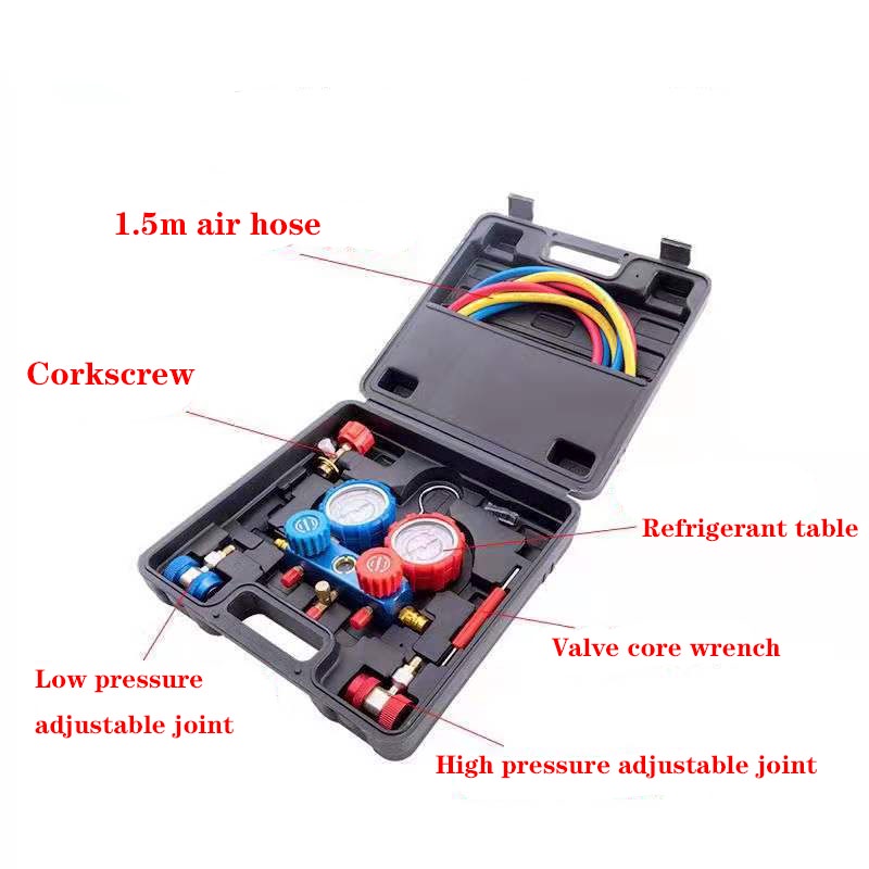 Titik_Emmbun R134A Mobil Ac Pressure Manifold Gauge Hose Kit Untuk R134A R12 R22 R502 R410A