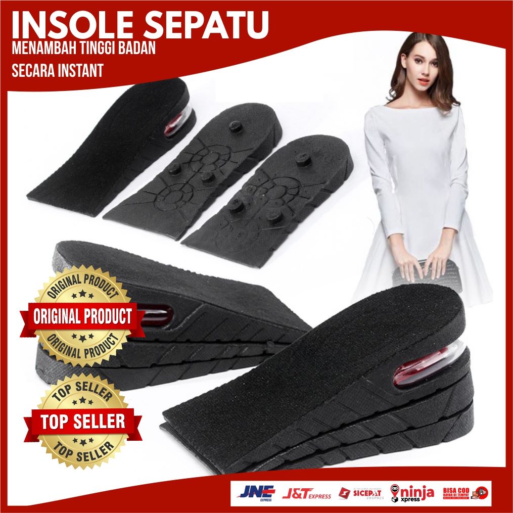 3 layer Insole Sol PU Sepatu Penambah Tambah Tinggi Peninggi Badan
