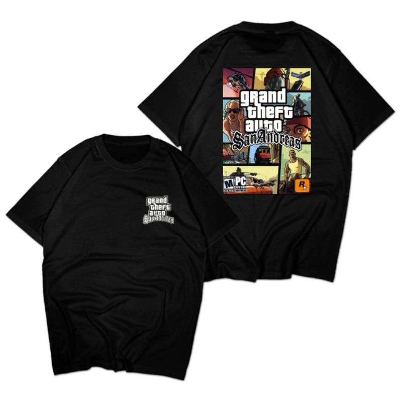 Kaos GTA San Andreas Grand Theft Auto T shirt Baju Game GTA San Andreas