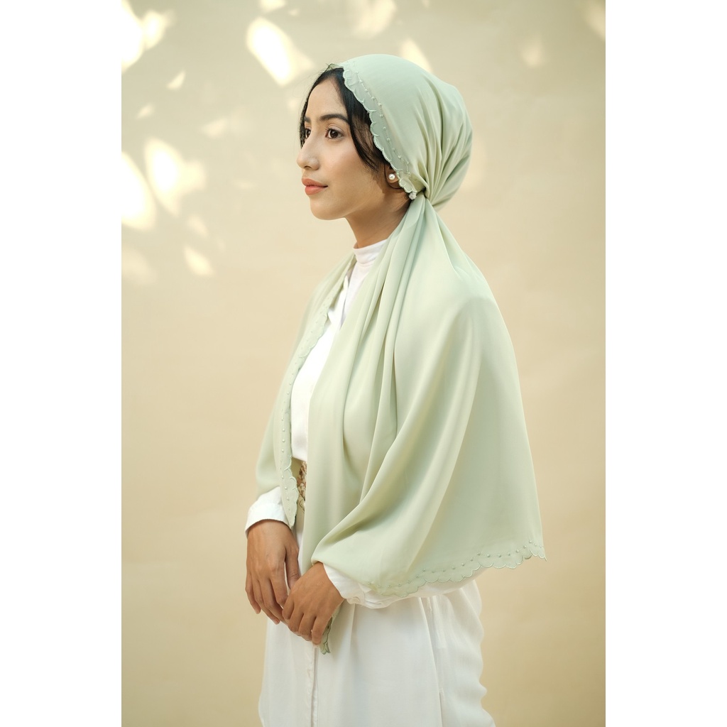 RATU Embroidery HIjab Shawl - Malek - Chinoise Green