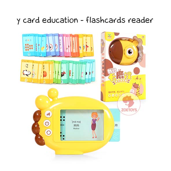 Zoetoys Y card education - flashcards reader | Smart Flash Card 60 pcs with sound 120 Belajar Bahasa Inggris Mainan Membaca Learning Content Children Early Educational Pre-School Interactive Toy Baby Anak Kids