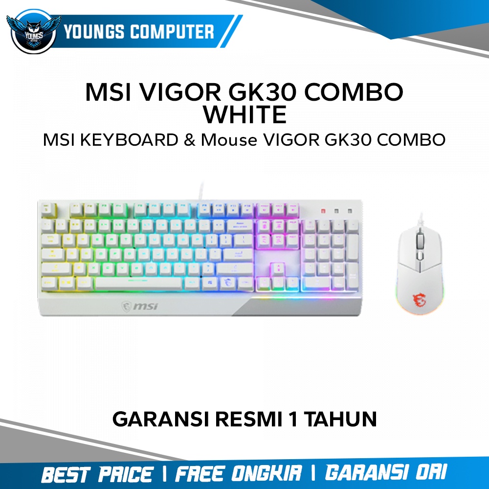 KEYBOARD &amp; MOUSE MSI VIGOR GK30 COMBO WHITE US