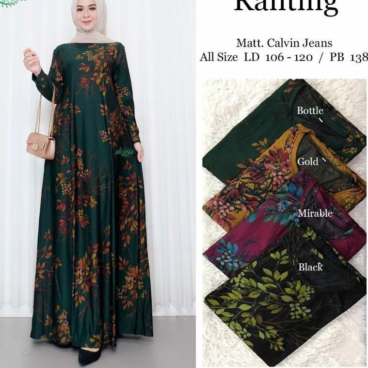 [PROMO HEG82] Ranting Nirwana 3 Gamis Wanita Calvin Jeans Maxy Tebal Adem Melar Ibu Jumbo Motif Bung