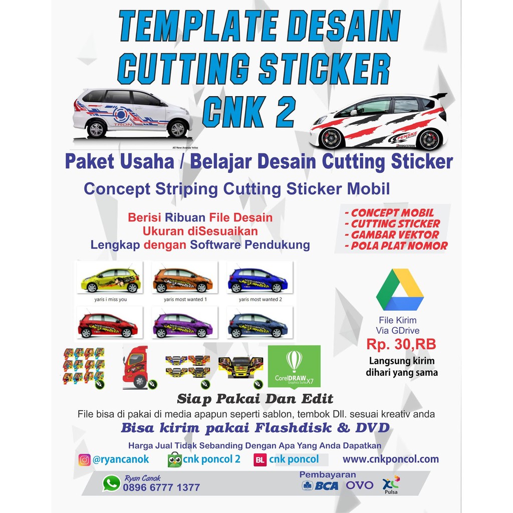 Template Desain Cutting Sticker CNK2 Concept Striping Mobil Shopee Indonesia