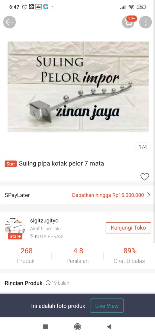Suling Pipa Kotak Pelor 7 Mata