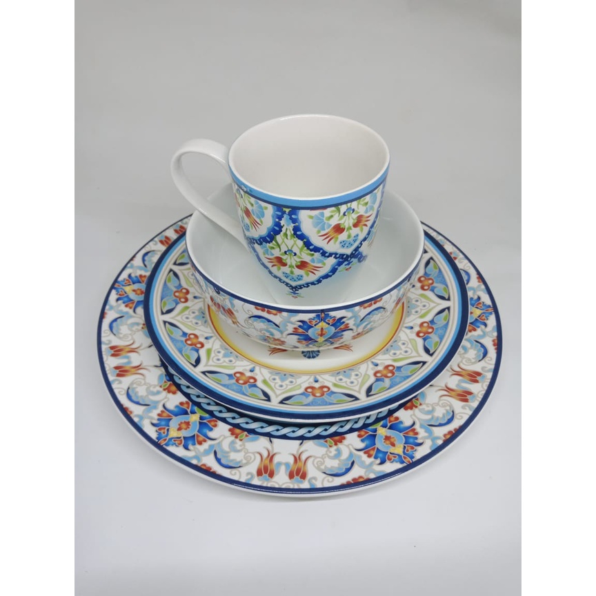 SET 16 PIRING SANGO KERAMIK MOTIF MAROKO