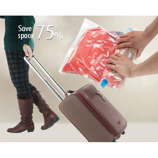 Kantong Plastik Vakum Anti Air Serbaguna` Waterproof Travel Organizer Vacuum Bag Compression` Tas Kantung Traveling Kompresi