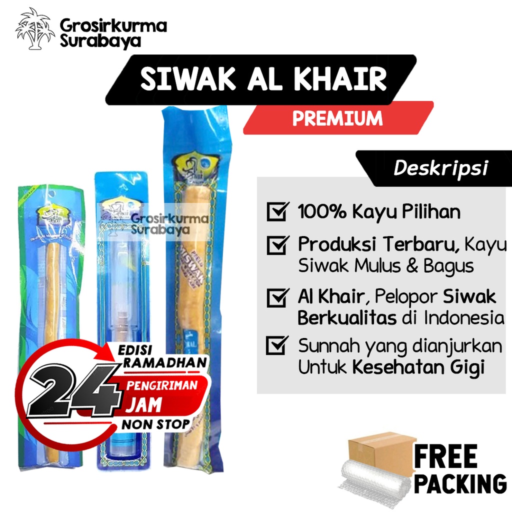 Miswak Siwak Al Khair Series Biasa, Jumbo, Holder Ukuran Premium Kesehatan Gigi Mulut Sunnah Nabi